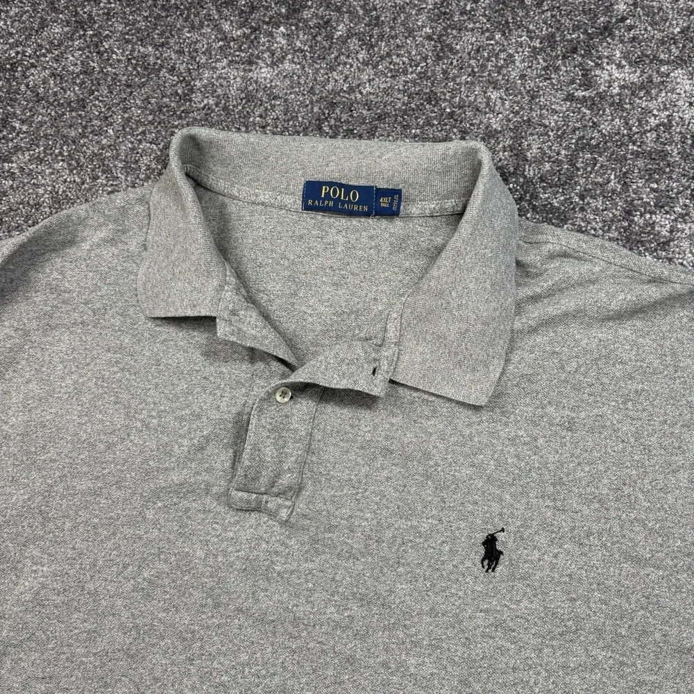 Polo Ralph Lauren Long Sleeve Polo Shirt Men's‎ 4XLT Tall Gray Cotton Pony